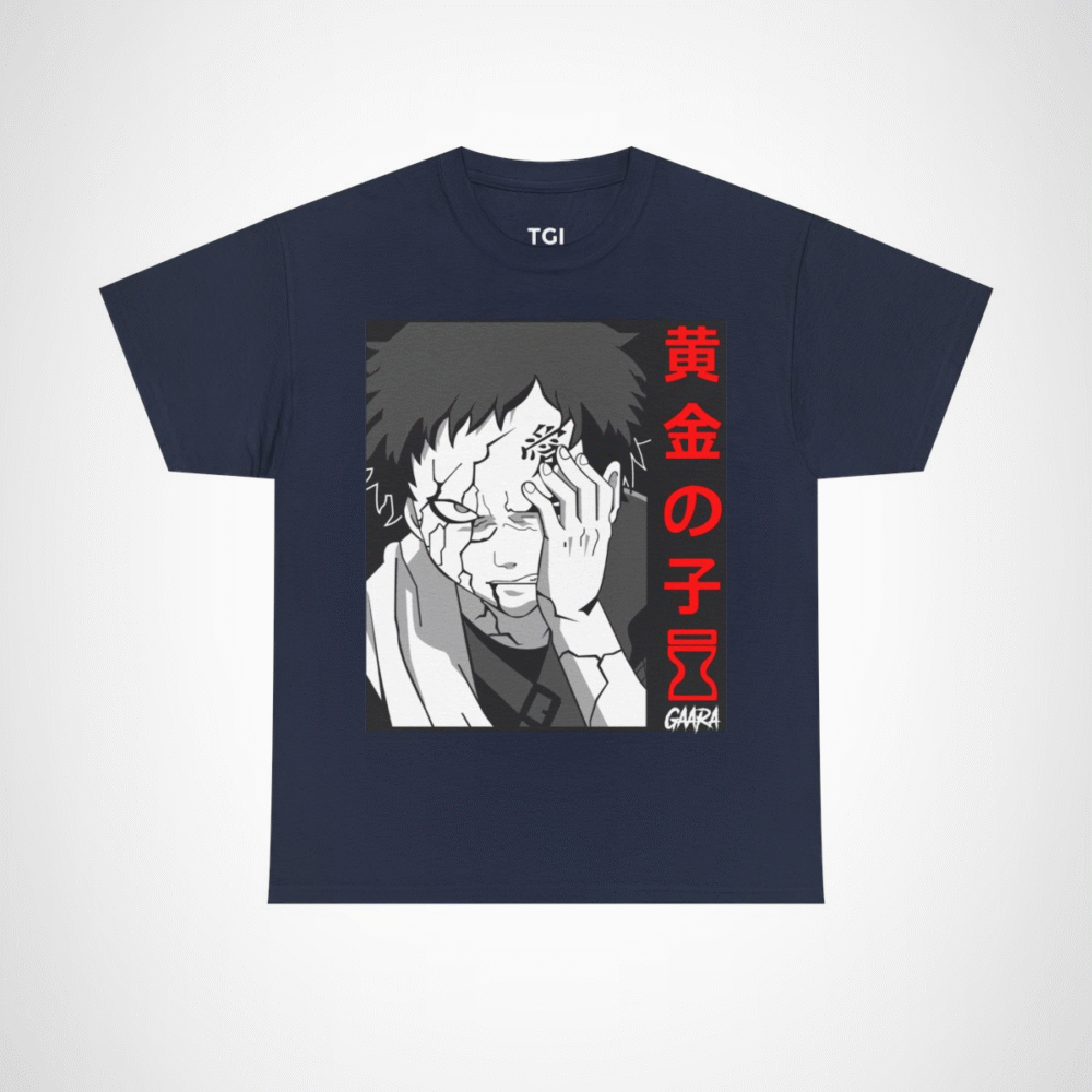 Gaara Aesthetic Manga Tee featuring unique anime art Navy colour
