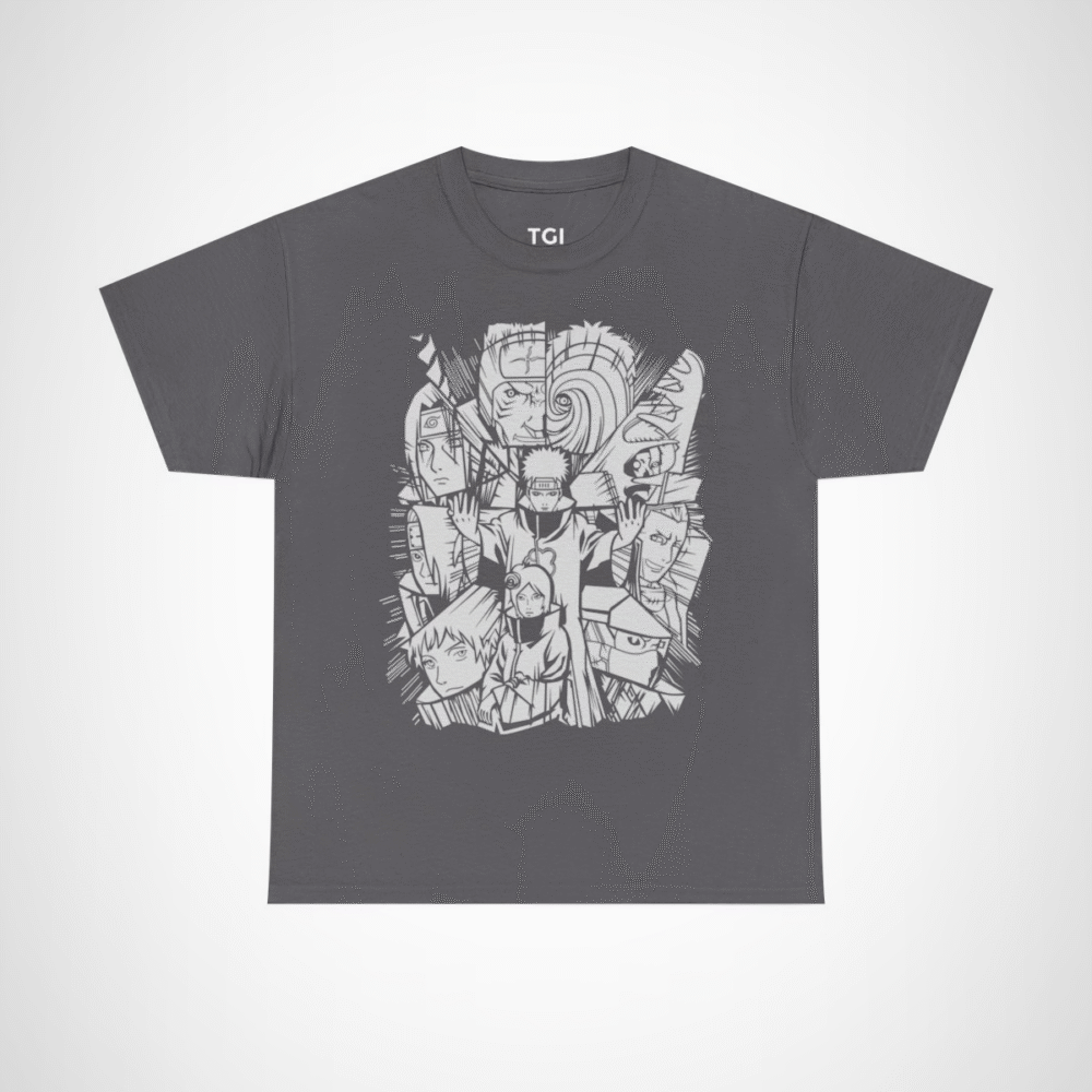 Unique Naruto Character T-Shirt from Tee Gift Ideas for Anime Fans Charcoal colour
