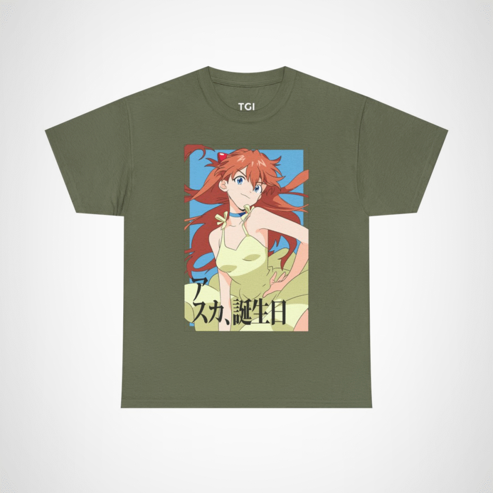 Asuka Birthday Anime T-Shirt for anime lovers Military Green colour