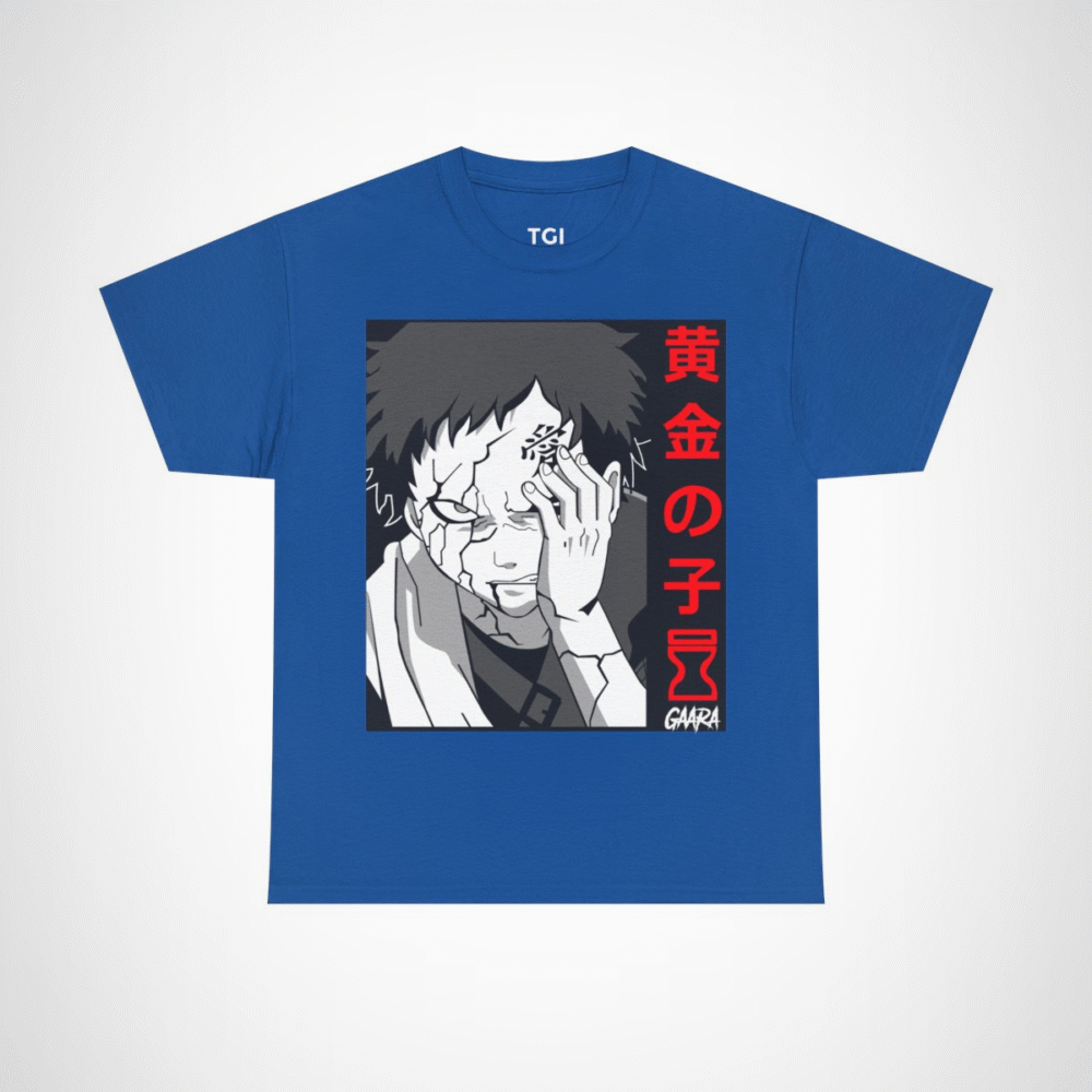Gaara Aesthetic Manga Tee featuring unique anime art Royal colour
