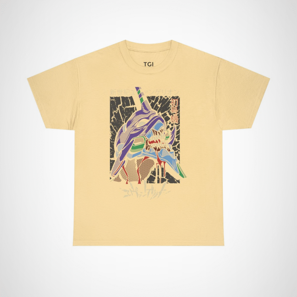 Neon Genesis Evangelion t-shirt featuring Shinji's iconic mecha Yellow Haze colour