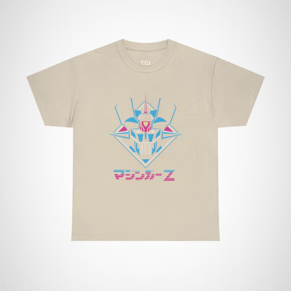 Retro Mazinger Z design t-shirt for anime fans Sand colour