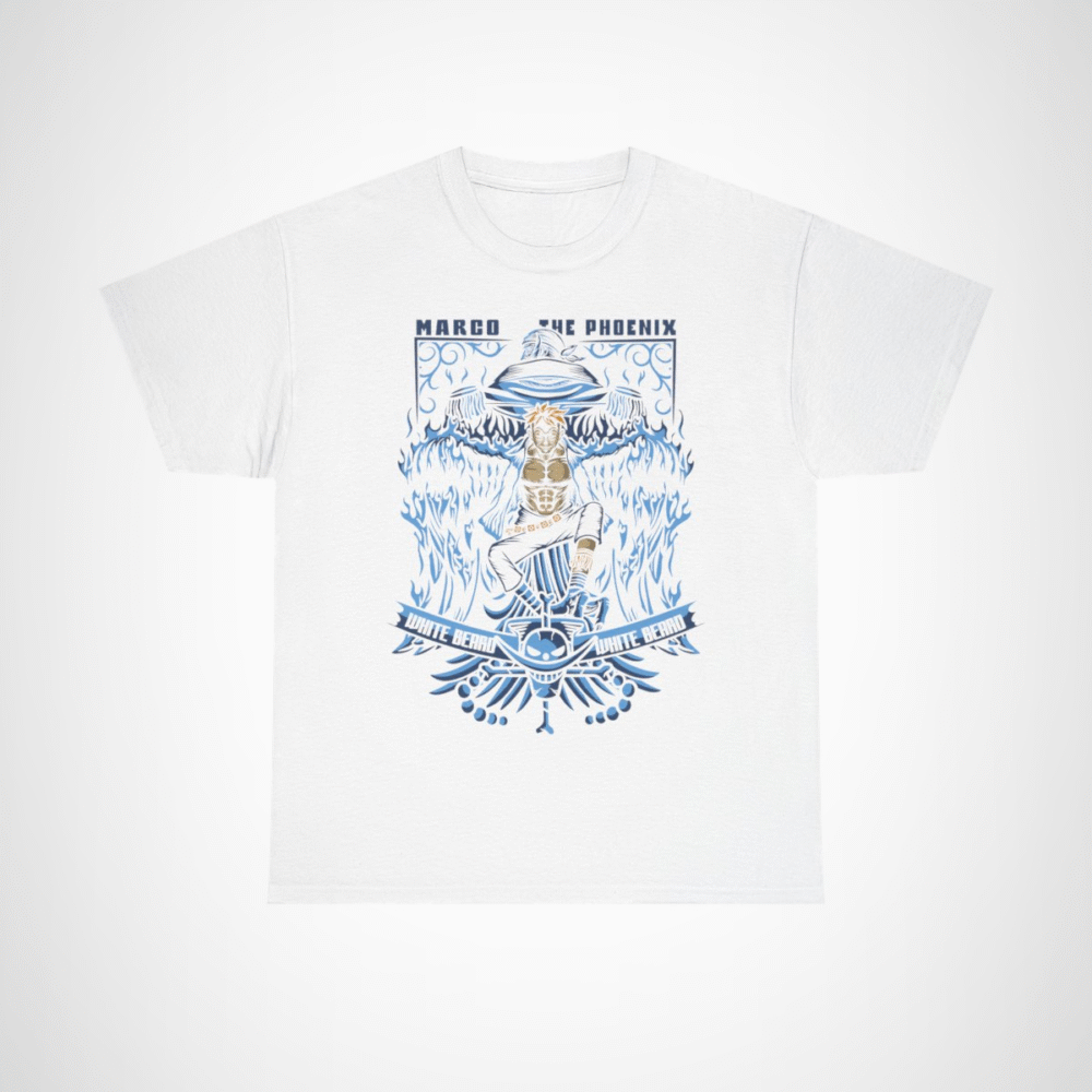 Maroo the Phoenix inspired t-shirt featuring bold anime design White colour