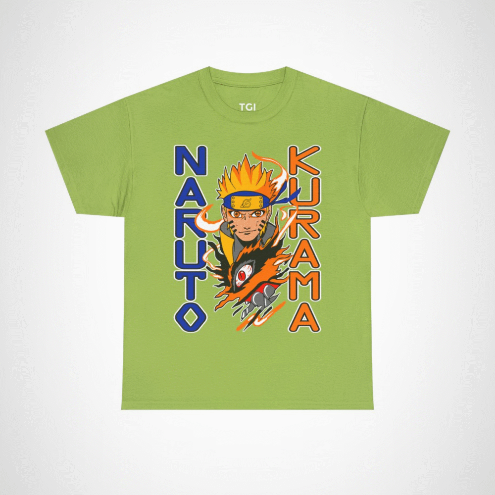 Epic Naruto Kurama graphic tee featuring Naruto Uzumaki and Kurama Kiwi colour