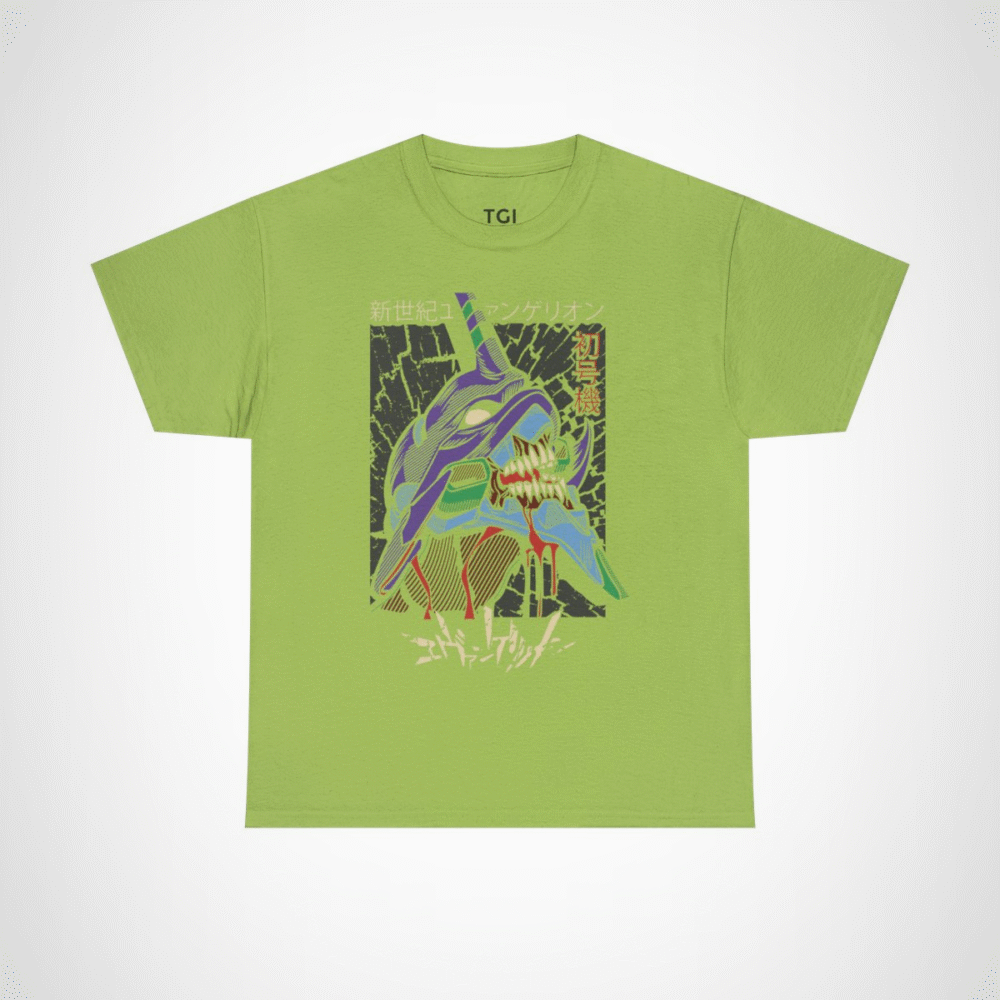 Neon Genesis Evangelion t-shirt featuring Shinji's iconic mecha Kiwi colour