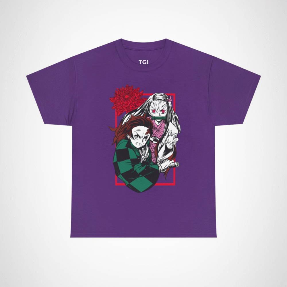 Demon Slayer T-shirt with Tanjiro and Nezuko design Purple colour