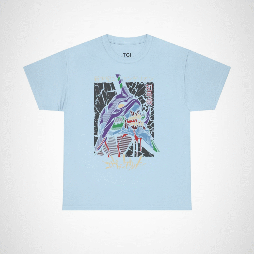 Neon Genesis Evangelion t-shirt featuring Shinji's iconic mecha Light Blue colour