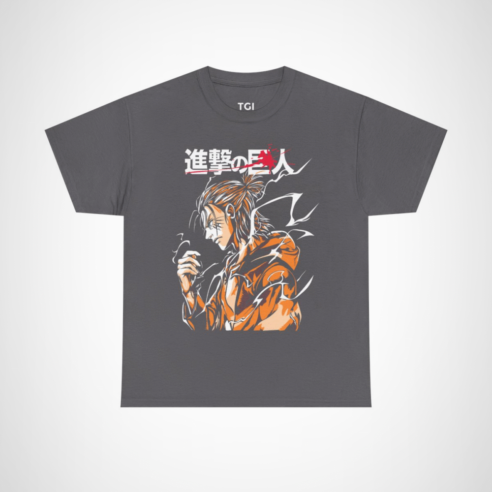 Attack on Titan inspired t-shirt featuring a titan slayer illustration Charcoal colour