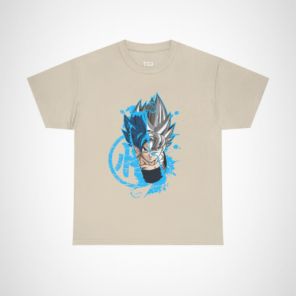 Ultra Instinct Fusion T-Shirt with Saiyan Showdown design Sand colour