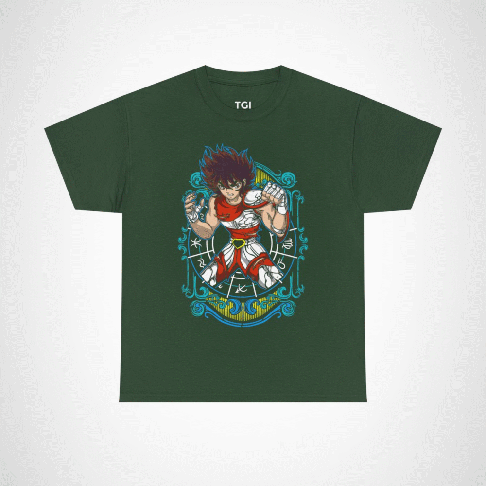 Epic Warrior Spirit T-Shirt featuring a fierce warrior illustration Forest Green colour