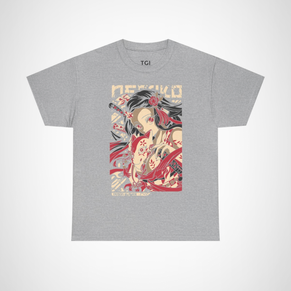 Nezuko t-shirt featuring stunning artwork from Demon Slayer Sport Grey colour