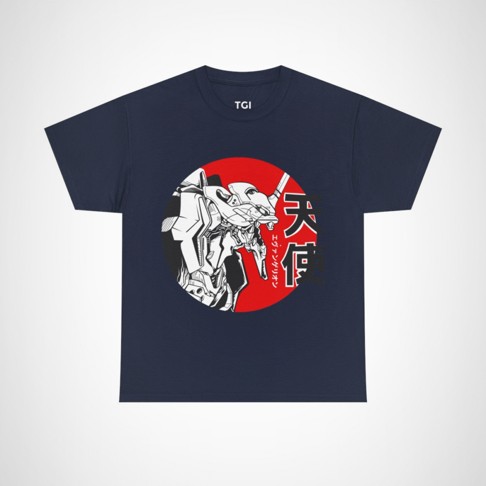 Epic Evangelion Mecha T-Shirt featuring stunning robot illustration Navy colour