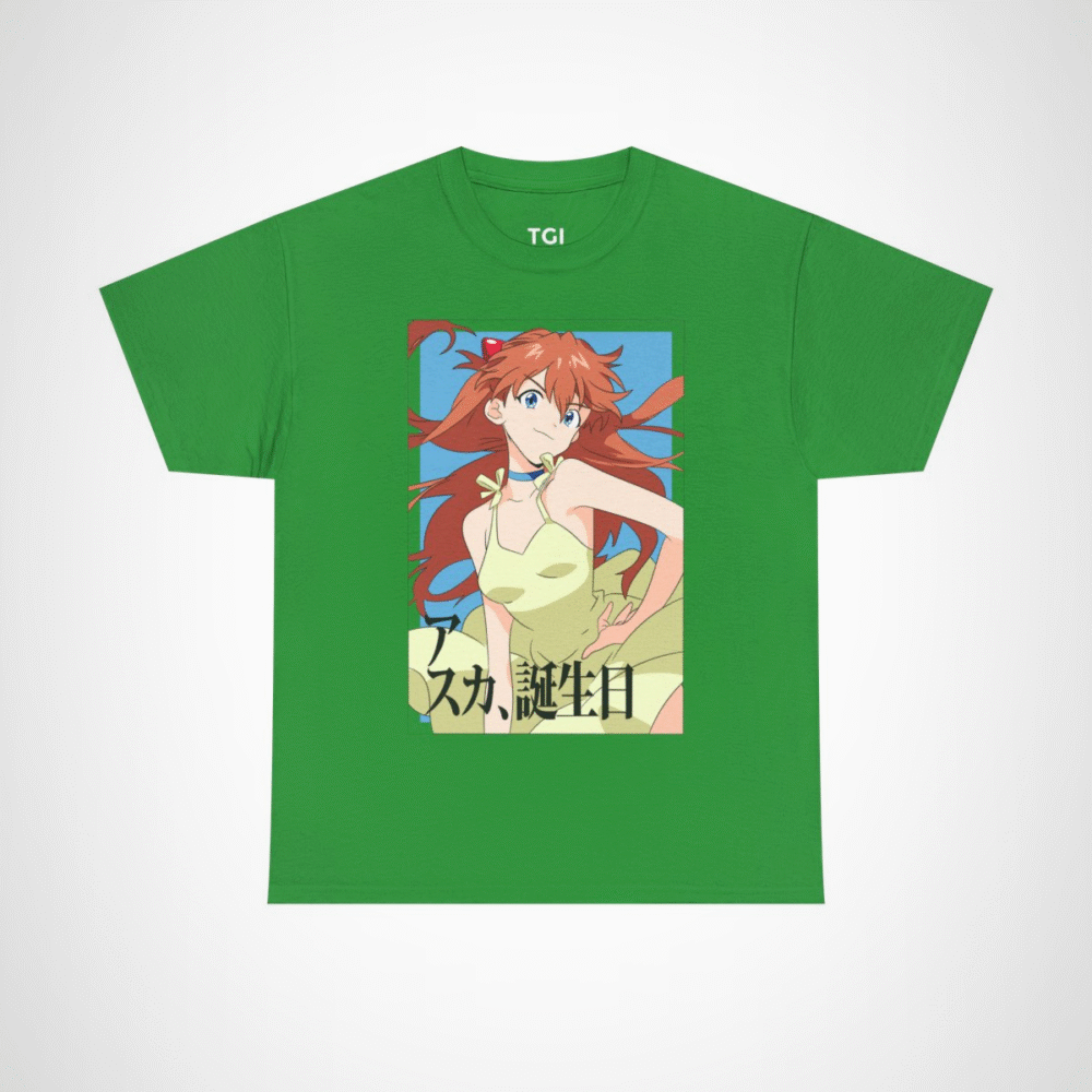 Asuka Birthday Anime T-Shirt for anime lovers Irish Green colour