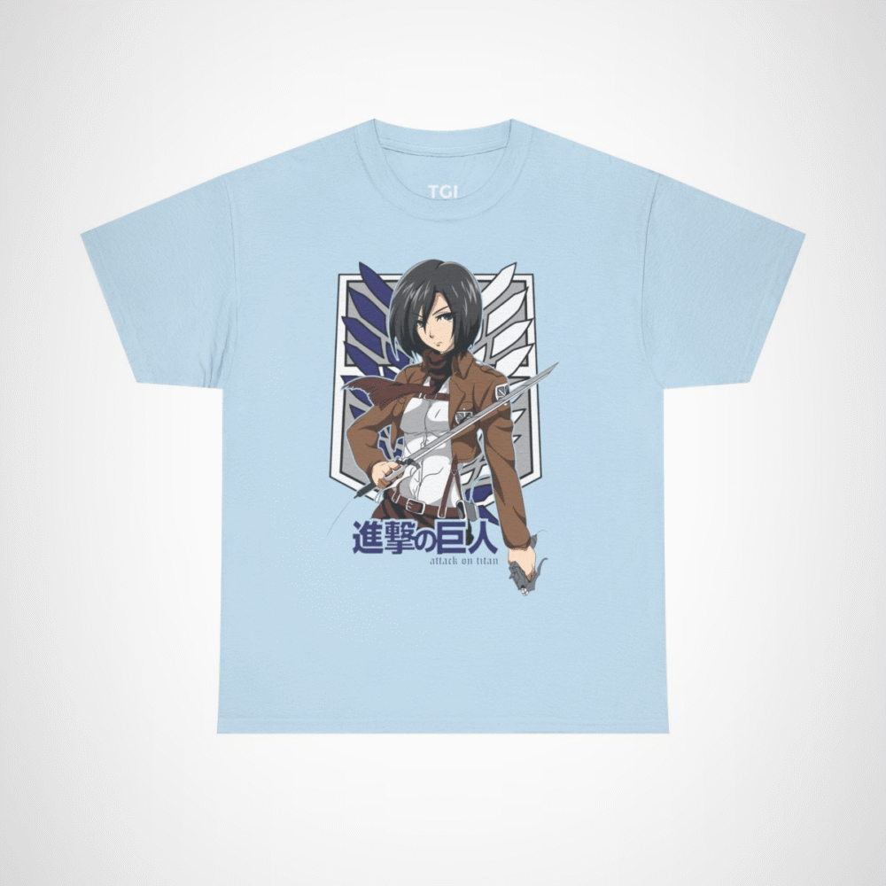 Fearless Fighter T-Shirt inspired by Attack on Titan Light Blue colour