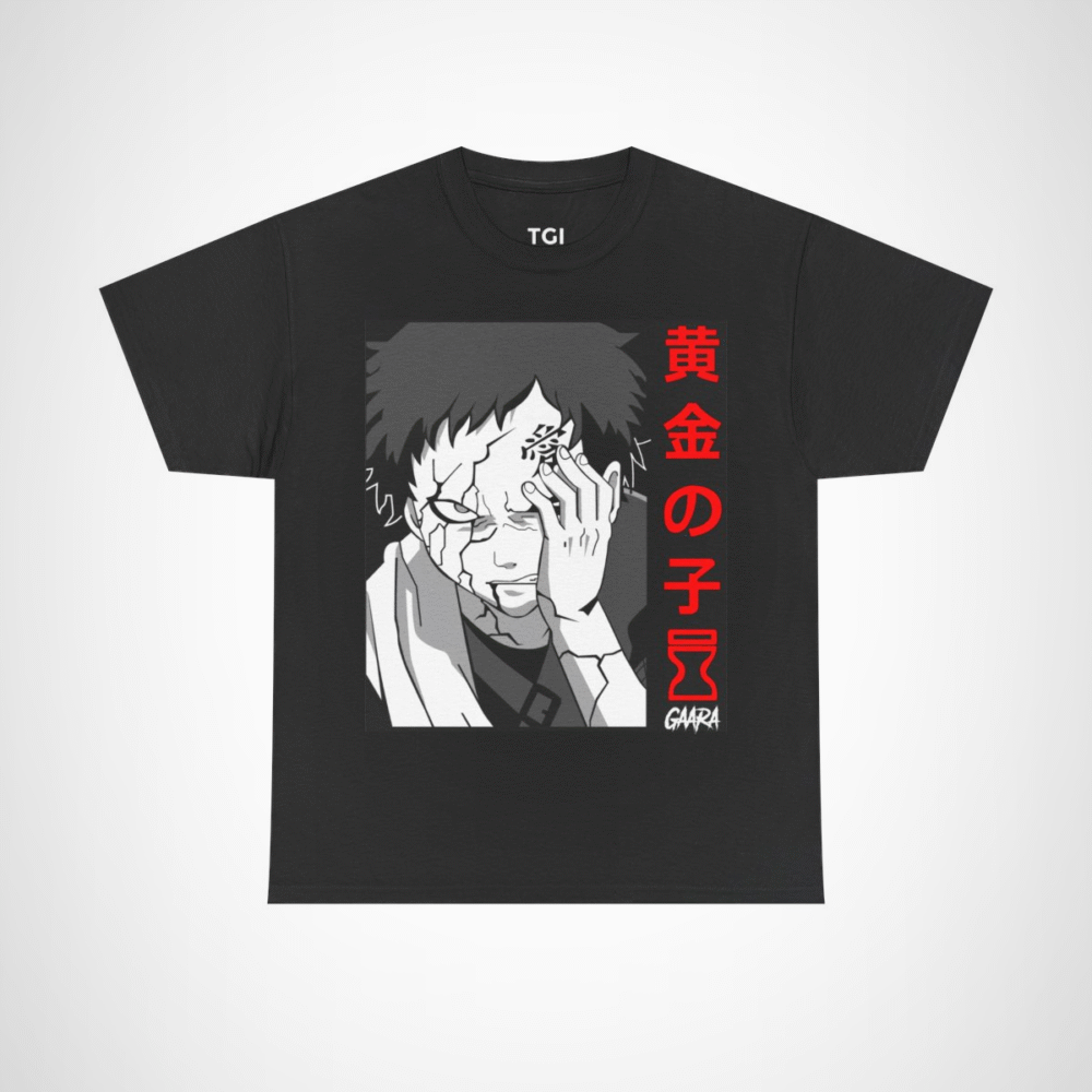 Gaara Aesthetic Manga Tee featuring unique anime art Black colour