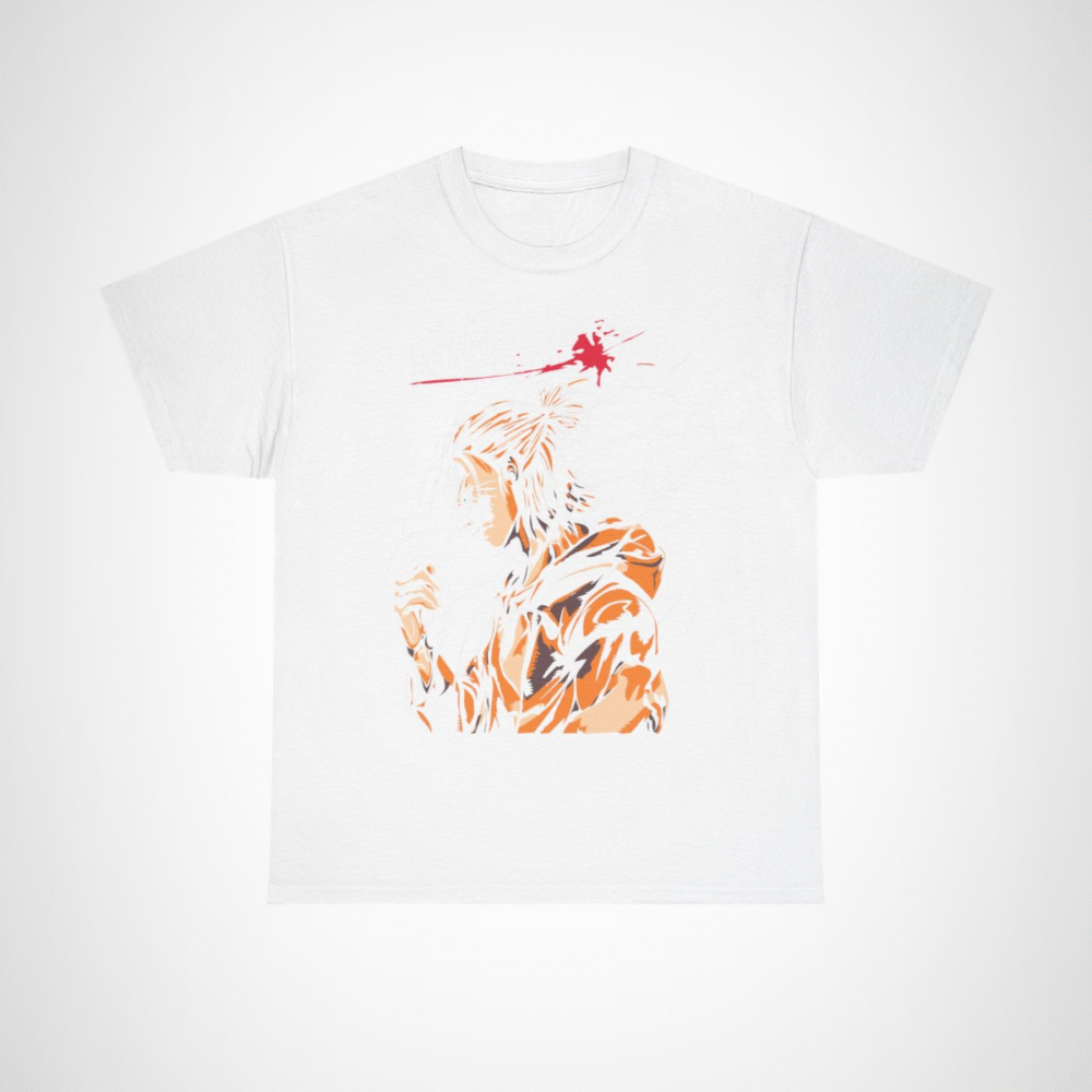 Attack on Titan inspired t-shirt featuring a titan slayer illustration White colour