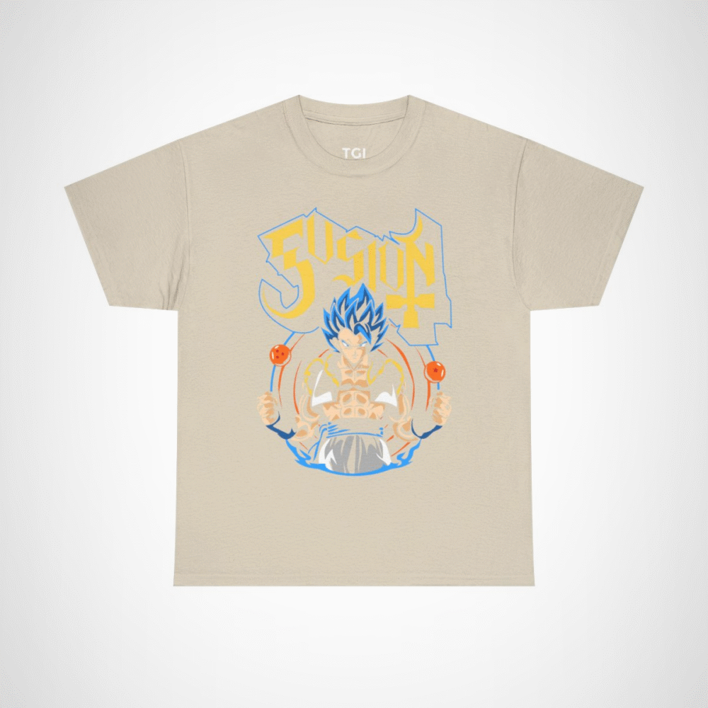 Epic Fusion T-Shirt featuring a stylish anime design for fans Sand colour