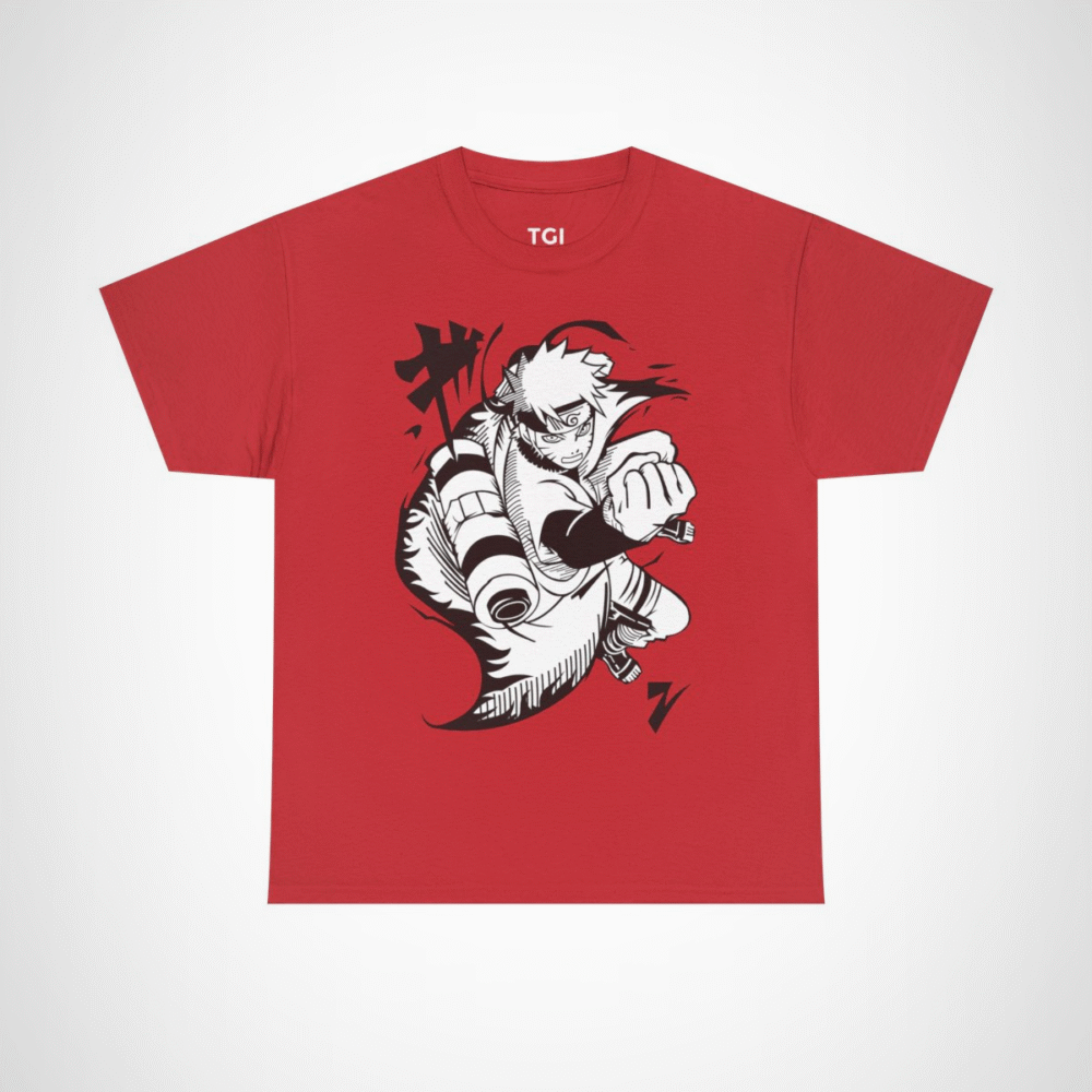 Epic Ninja Adventure T-Shirt featuring an action-packed anime character Red colour