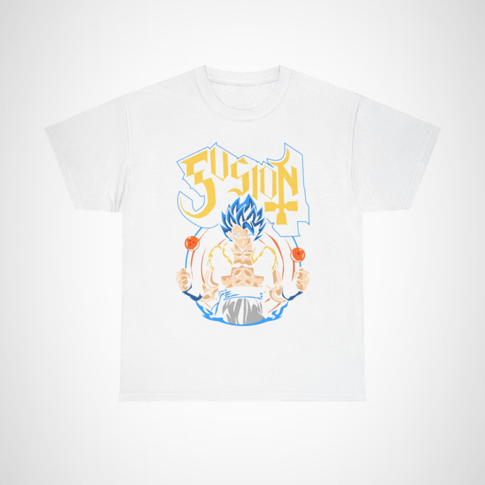 Epic Fusion T-Shirt featuring a stylish anime design for fans White colour