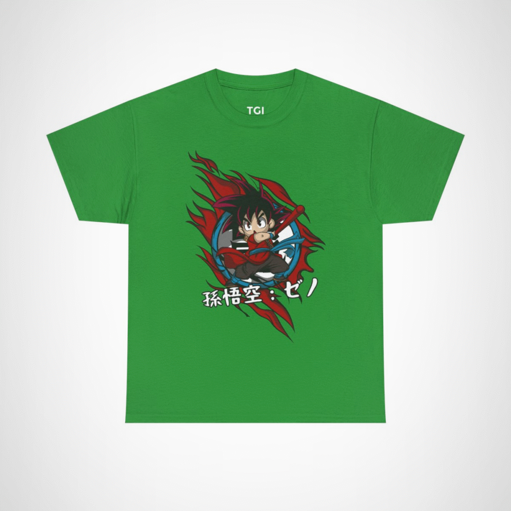 Chibi Warrior T-Shirt with vibrant design for anime enthusiasts Irish Green colour