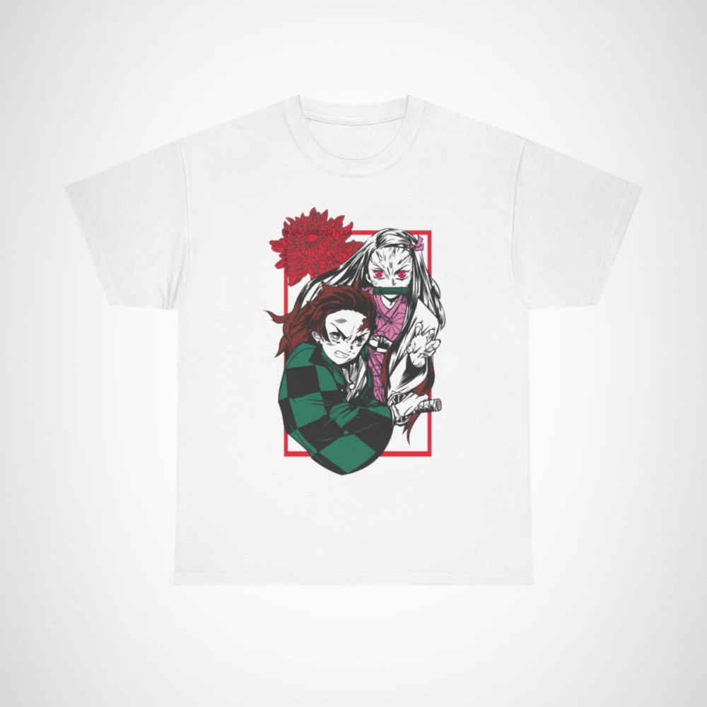Demon Slayer T-shirt with Tanjiro and Nezuko design White colour