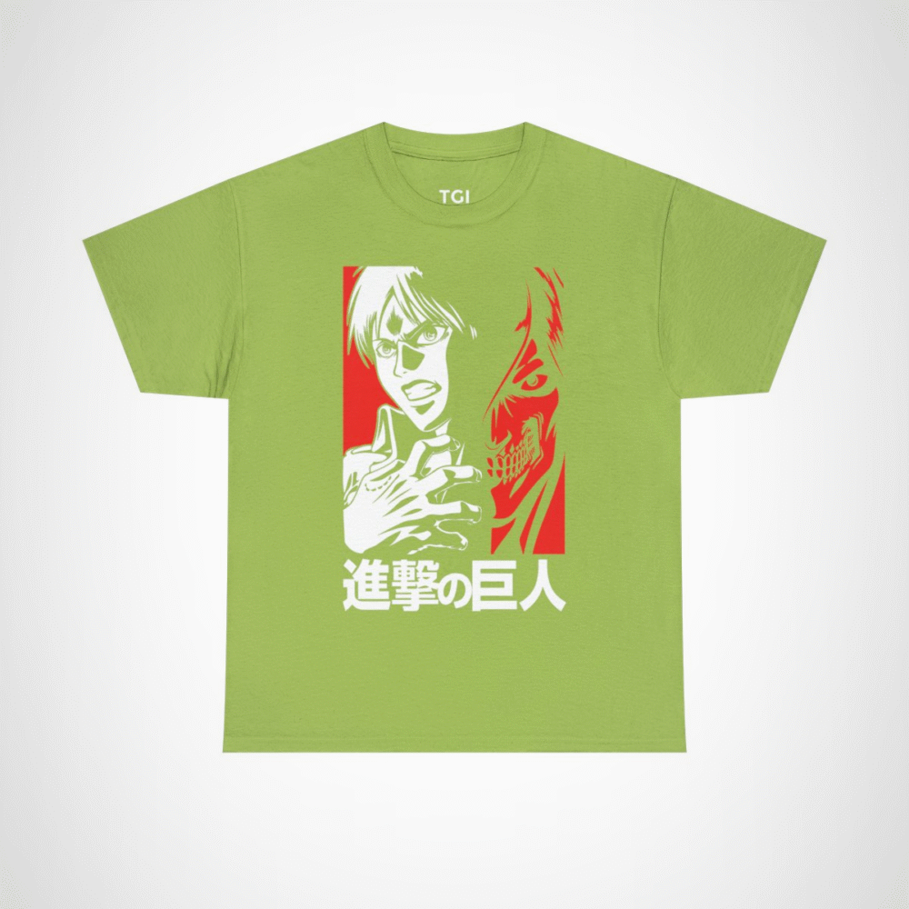 Attack on Titan Inspired Graphic Tee featuring a bold design Kiwi colour