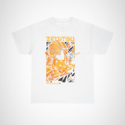 Vibrant Zenitsu Agatsuma T-Shirt featuring dynamic anime artwork White colour