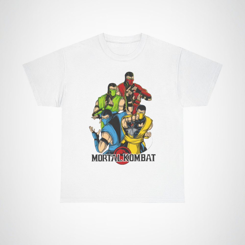 Epic Mortal Kombat Ninja Showdown T-Shirt featuring vibrant ninja design White colour