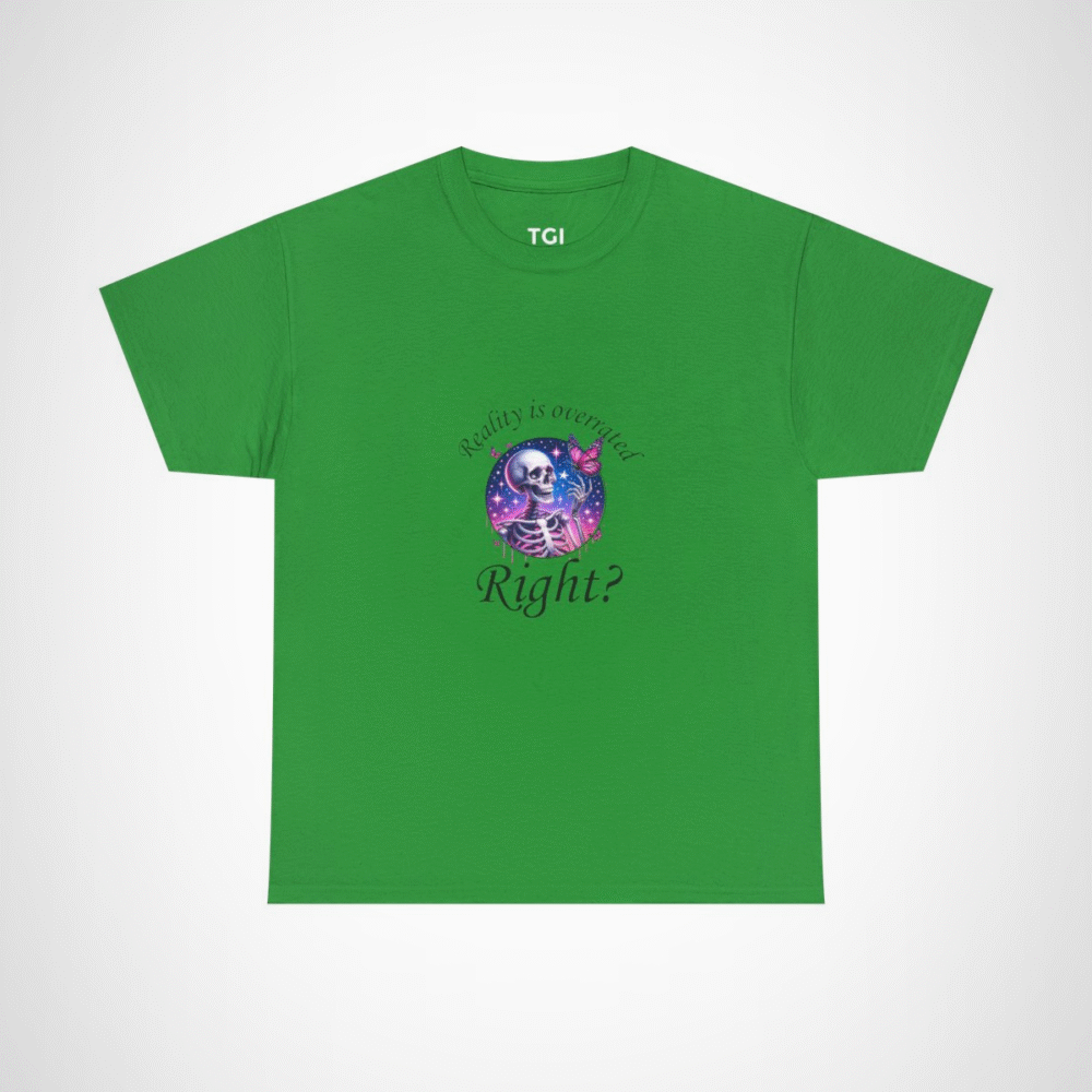 Cosmic Skeleton and Butterfly T-Shirt featuring unique art design Irish Green colour