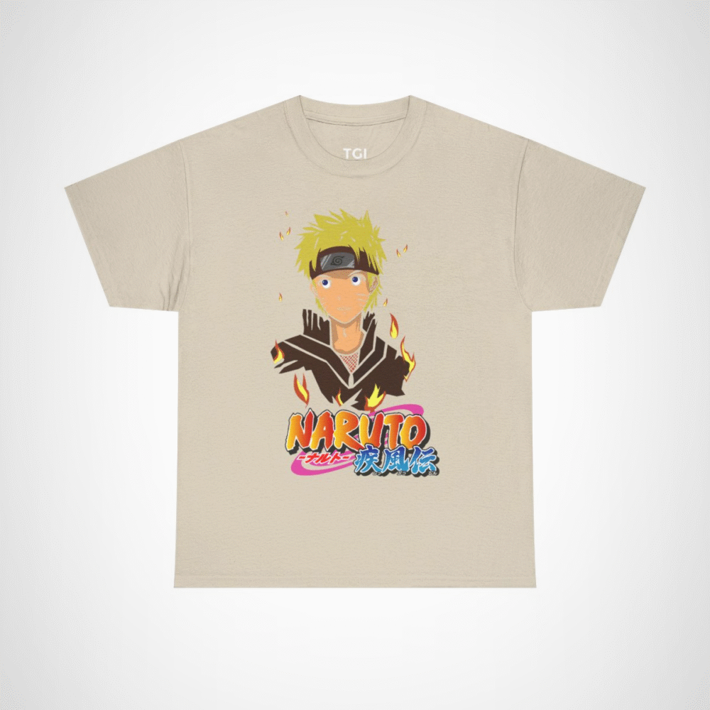 Naruto Inspired Graphic T-Shirt for Anime Fans Sand colour