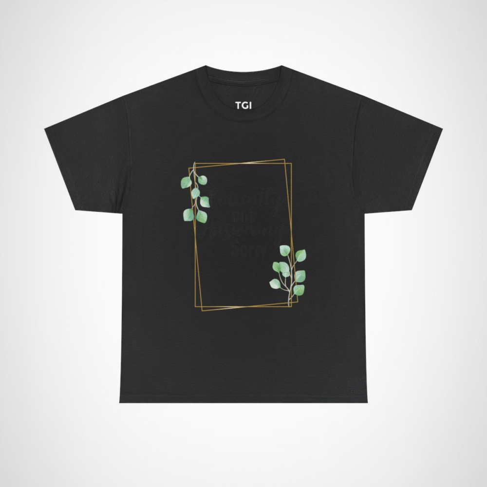 Elegant Leaf Frame T-Shirt designed for nature enthusiasts Black colour