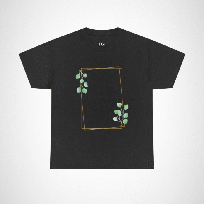 Elegant Leaf Frame T-Shirt designed for nature enthusiasts Black colour