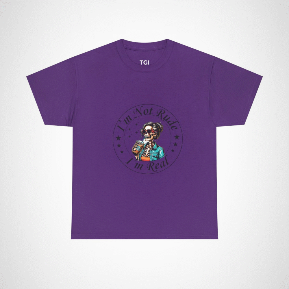 Chic skeleton t-shirt featuring skeleton with iced coffee Purple colour