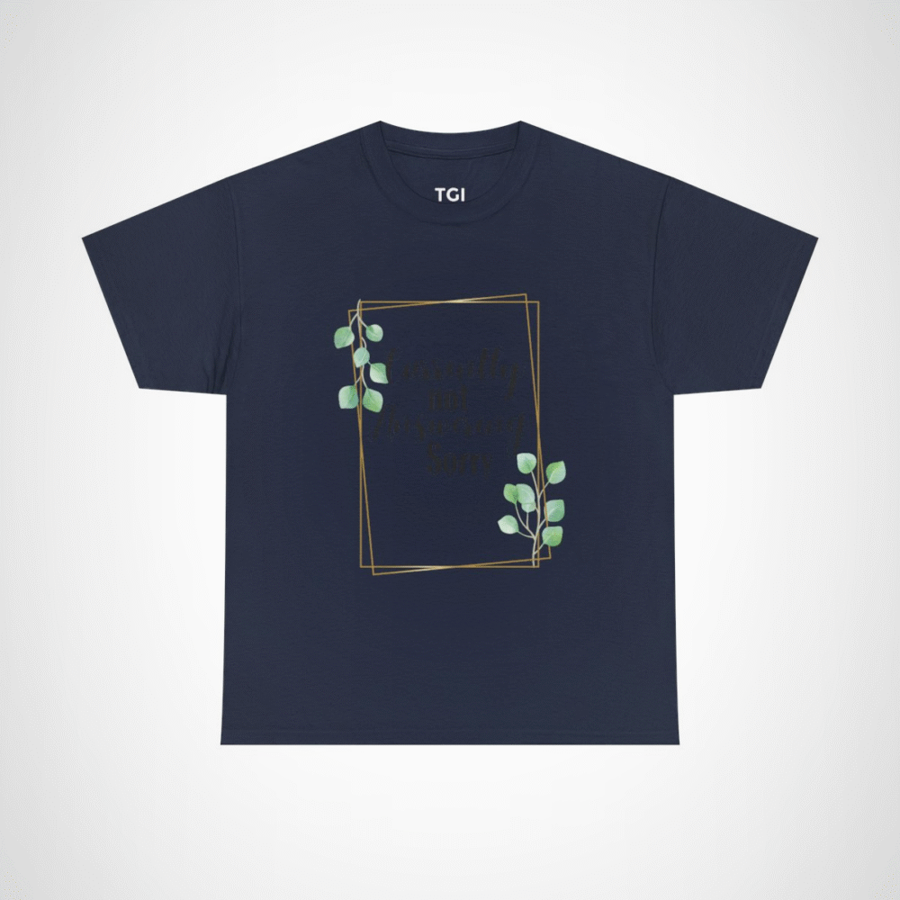 Elegant Leaf Frame T-Shirt designed for nature enthusiasts Navy colour