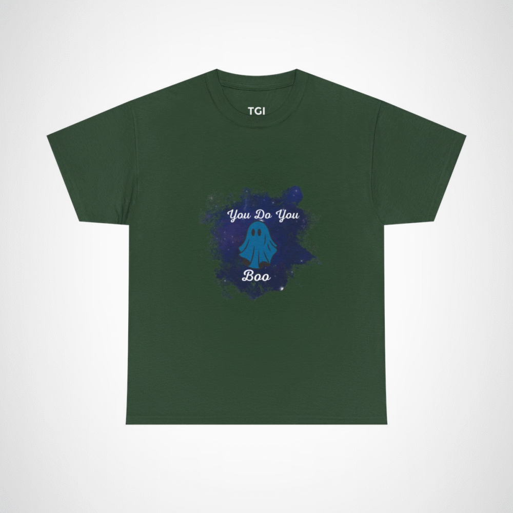You Do You Boo ghost t-shirt with blue ghost design Forest Green colour