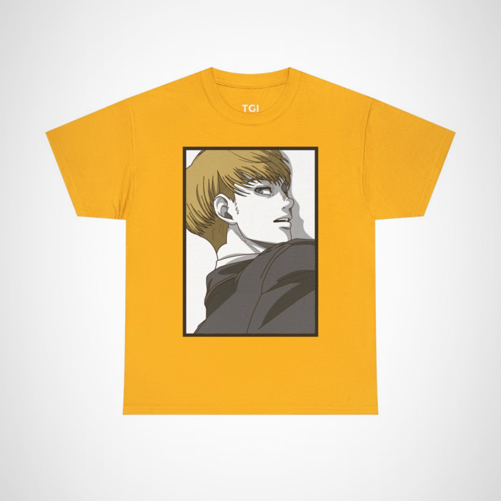 Anime Character T-Shirt - Stylish Design for Anime Fans Gold colour