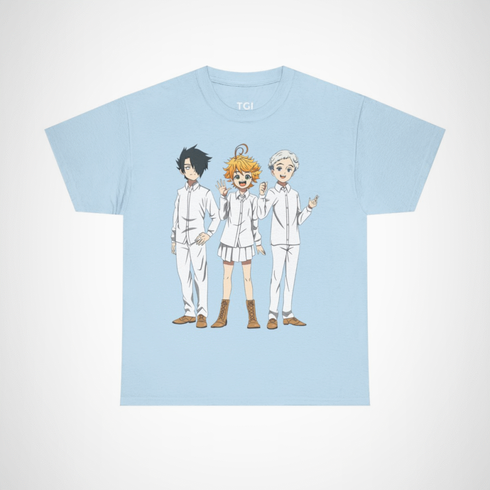 Cute Anime Trio T-Shirt designed for anime lovers Light Blue colour