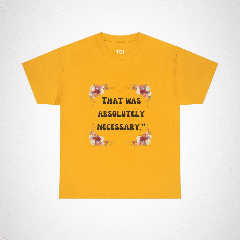 Floral Elegance T-Shirt showcasing vibrant blooms for spring fashion Gold colour