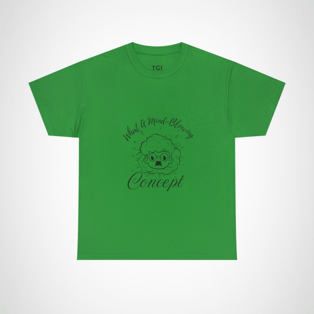 Explosive Genius Graphic Tee featuring a quirky character and vibrant design Irish Green colour