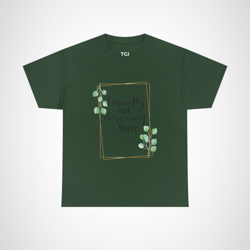 Elegant Leaf Frame T-Shirt designed for nature enthusiasts Forest Green colour