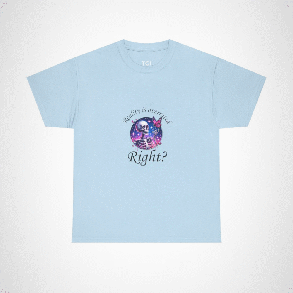 Cosmic Skeleton and Butterfly T-Shirt featuring unique art design Light Blue colour