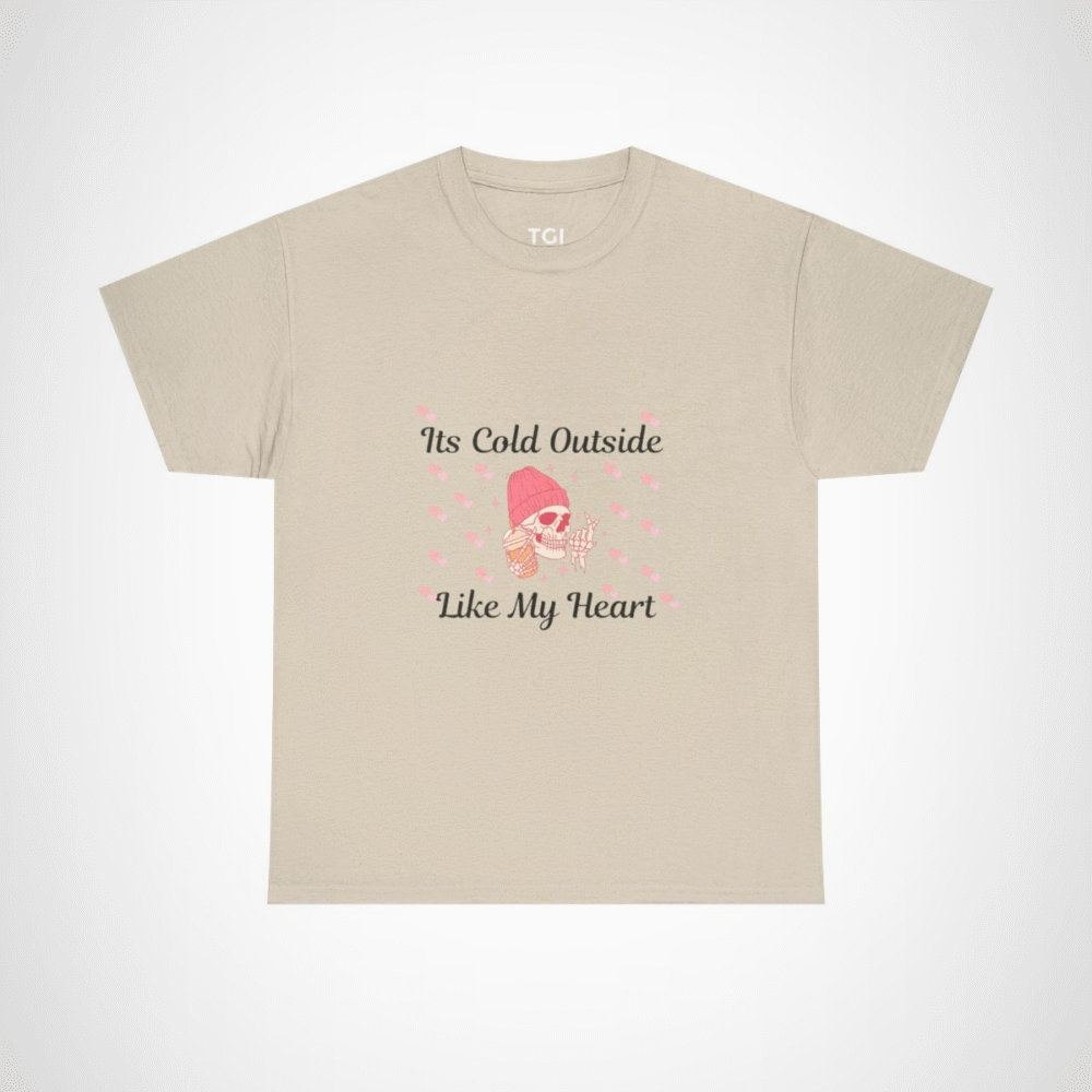 Edgy skull graphic tee with ice cream and beanie design Sand colour