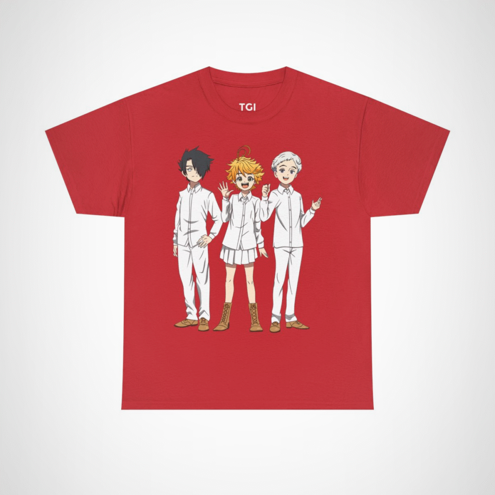 Cute Anime Trio T-Shirt designed for anime lovers Red colour