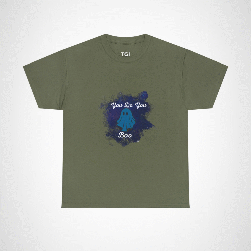 You Do You Boo ghost t-shirt with blue ghost design Military Green colour