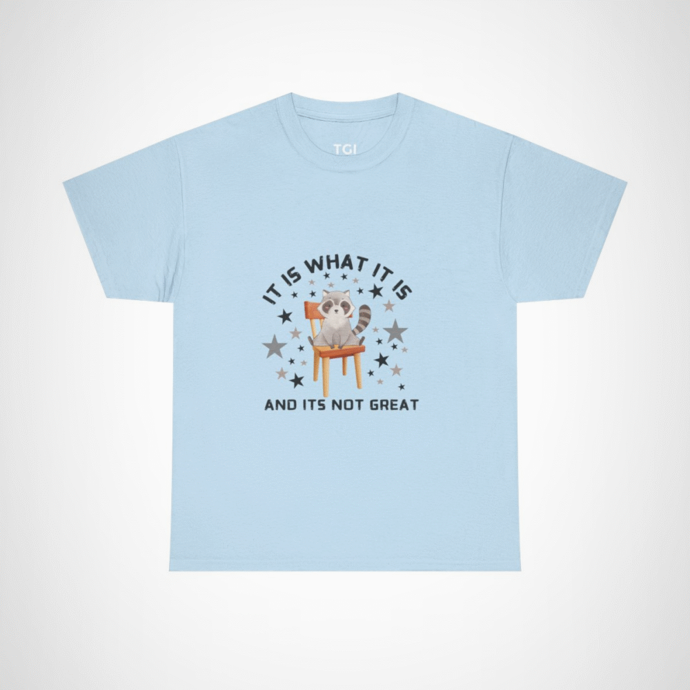 Cute raccoon t-shirt with whimsical design for animal lovers Light Blue colour