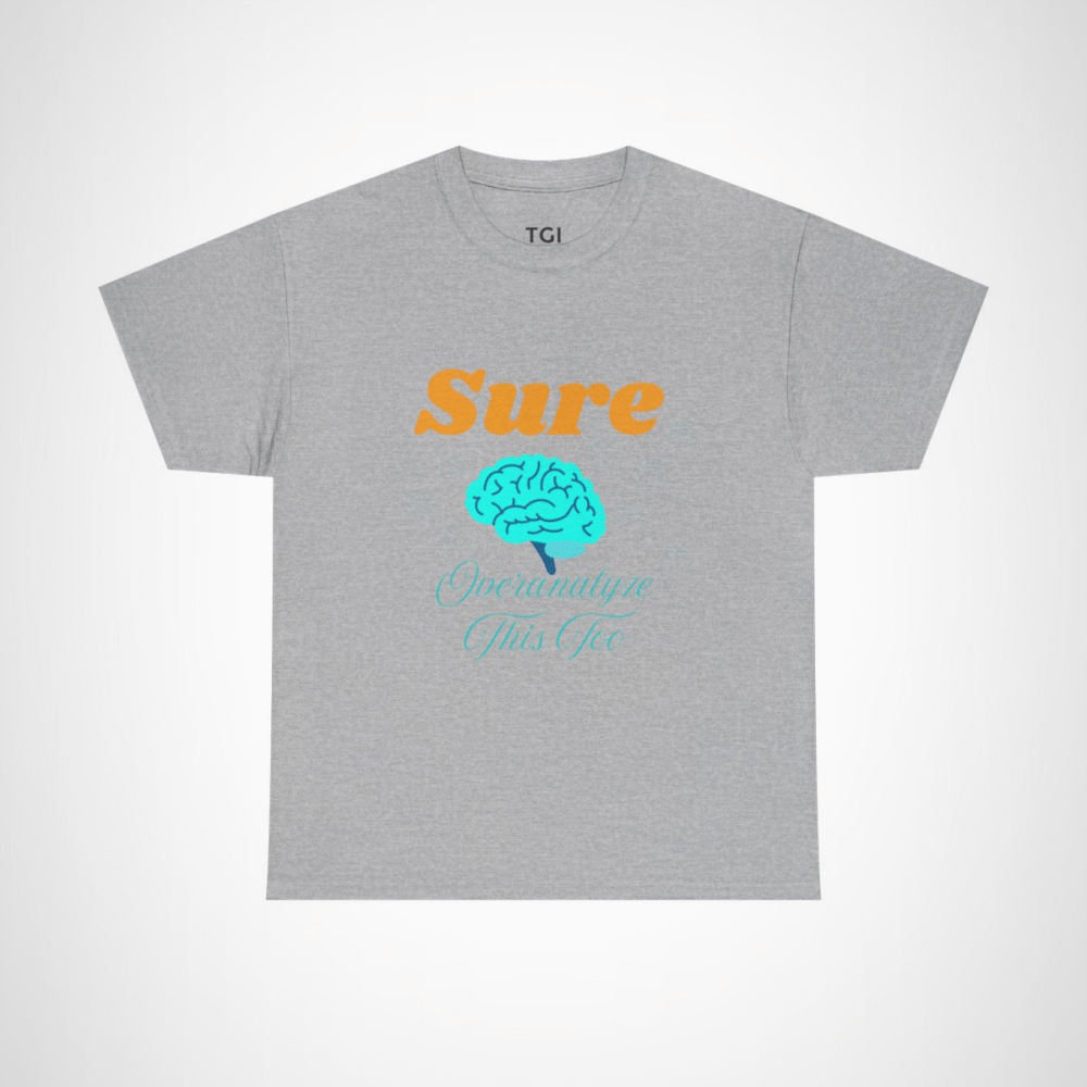 Sure, Overanalyze This Too t-shirt with fun brain graphic Sport Grey colour