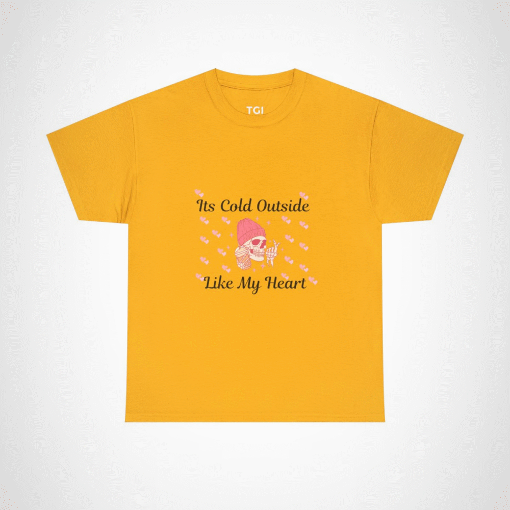 Edgy skull graphic tee with ice cream and beanie design Gold colour