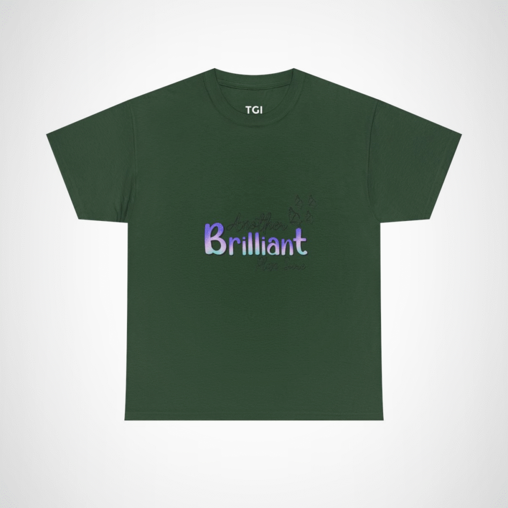Brilliant Text T-Shirt with Shimmering Design Forest Green colour