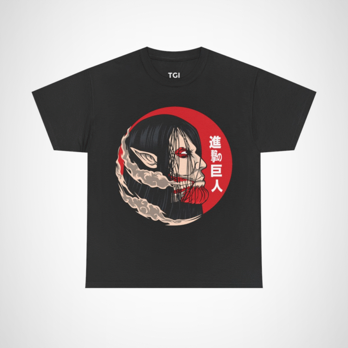 Epic Titan graphic tee featuring intricate anime design Black colour