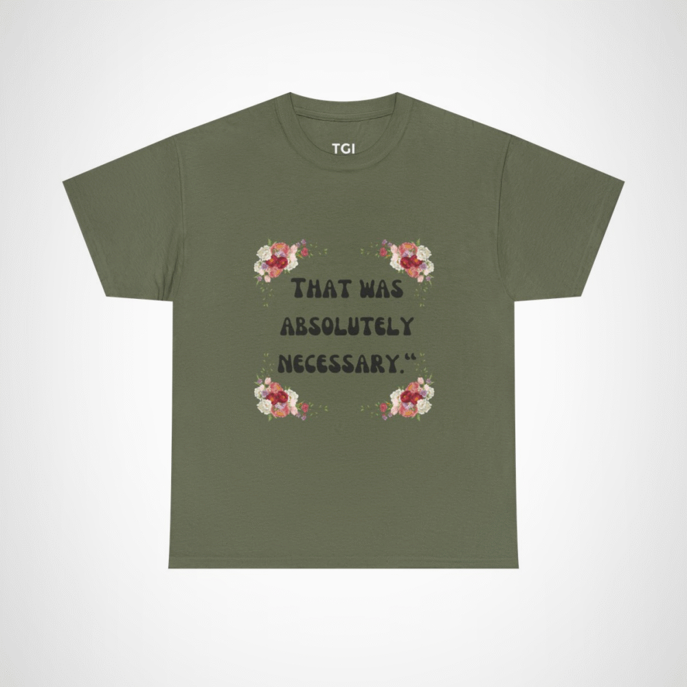 Floral Elegance T-Shirt showcasing vibrant blooms for spring fashion Military Green colour